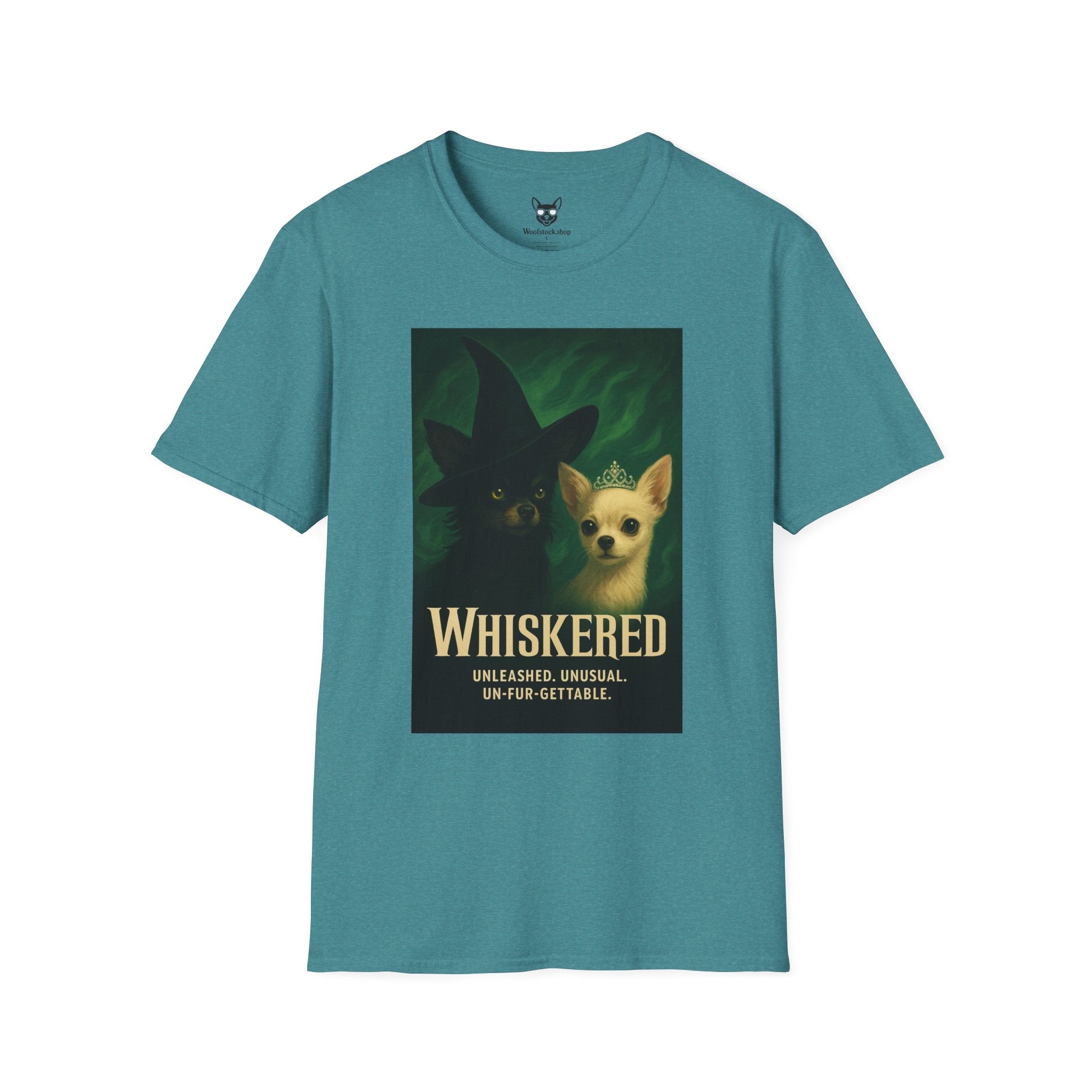 Wicked Broadway Poster Dog Parody Unisex Softstyle T-Shirt -- Funny Dog Shirt for Broadway and Dog Lovers